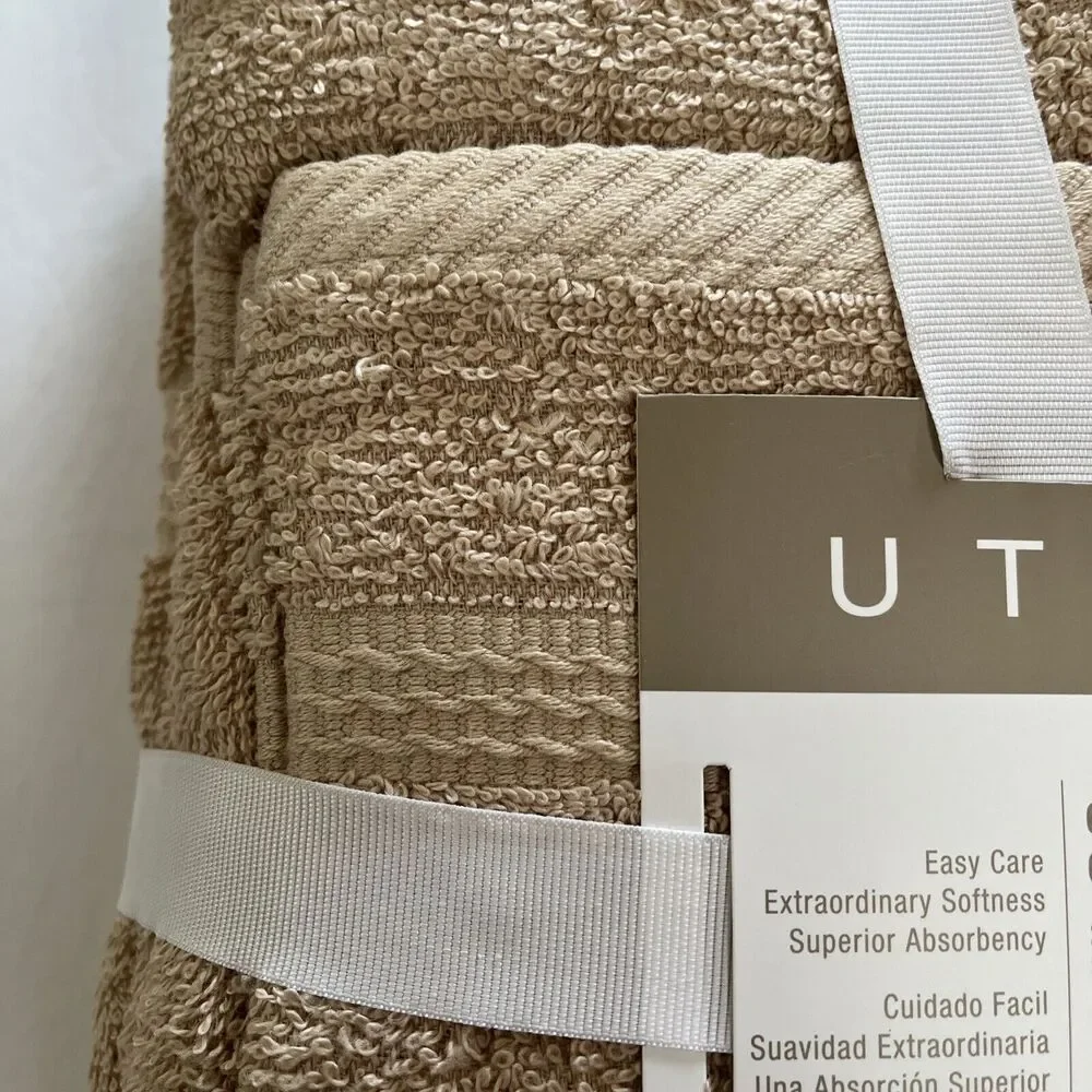 West Point Bath Towel Set Dark Linen 6 Pc Cotton Bath Hand Wash Soft Absorbent